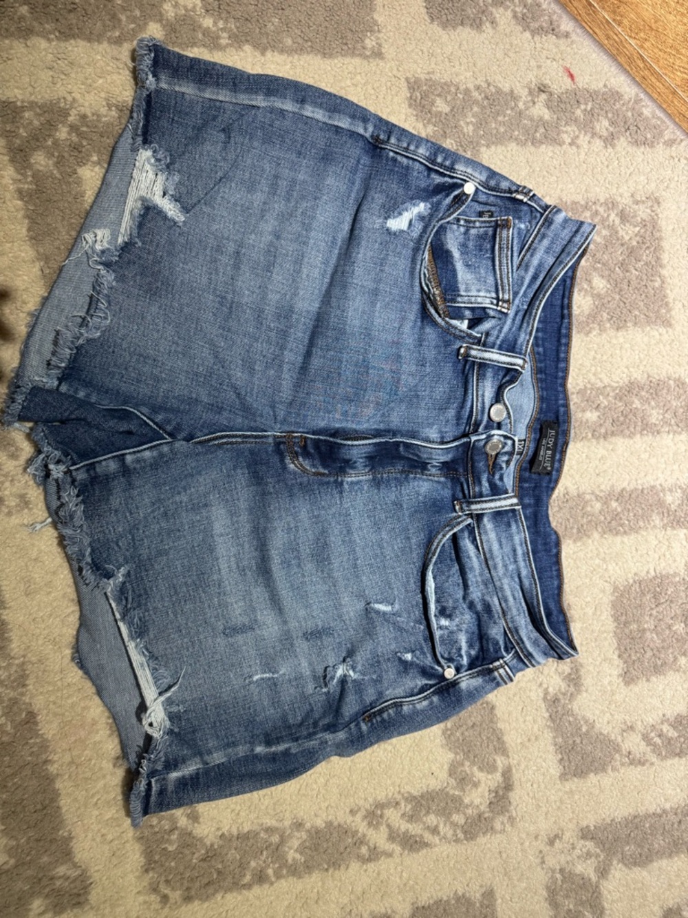 Judy Blue Double Button Medium Blue Denim Shorts